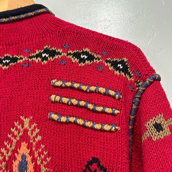ICELANDIC Design Red 55% Hemp Cardigan Sweater Jacket Sz L - Picture 5 of 11